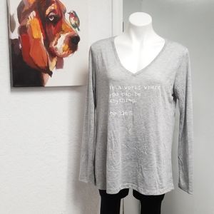 Grey flowy long sleeve tee